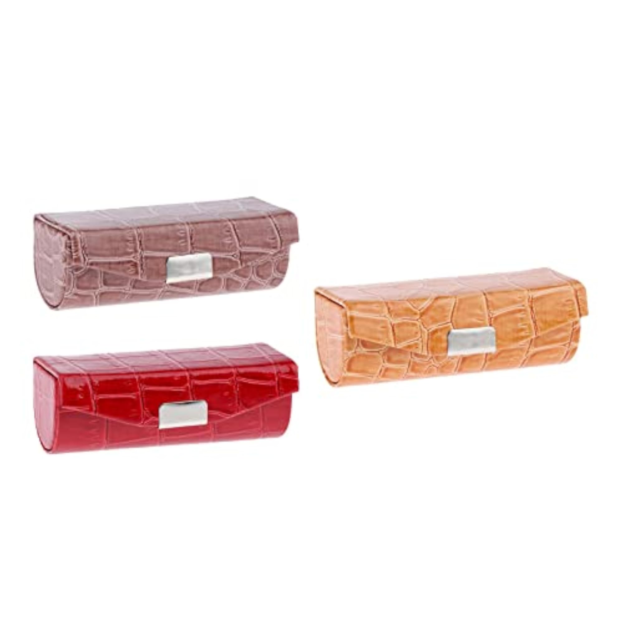 3x Lipstick Case in Orange, Red, and Brown
